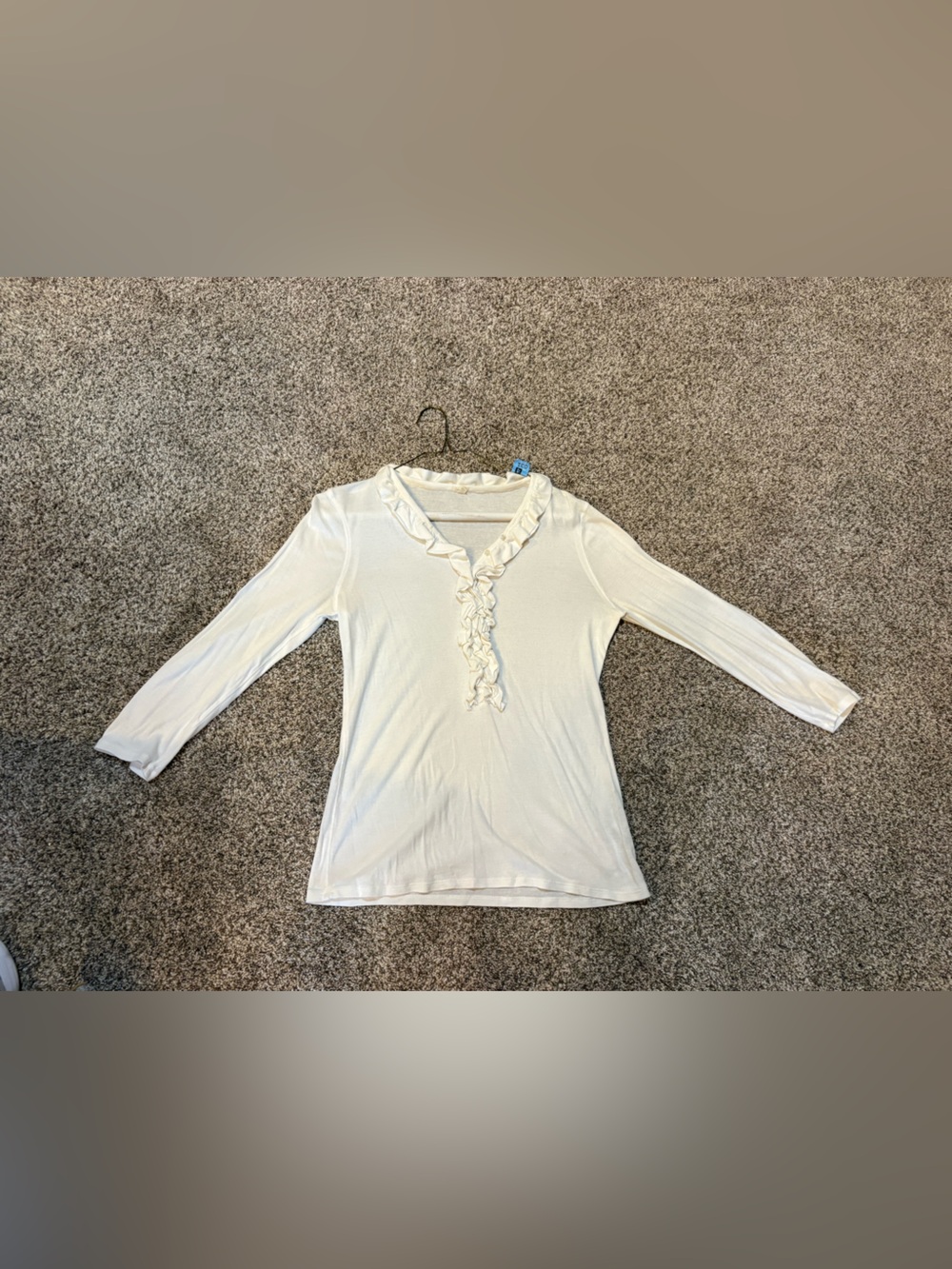 J. Crew Cream Ruffle-Trim Knit Top